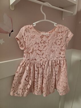 Joe Fresh Pink Lace Short Sleeve Dress